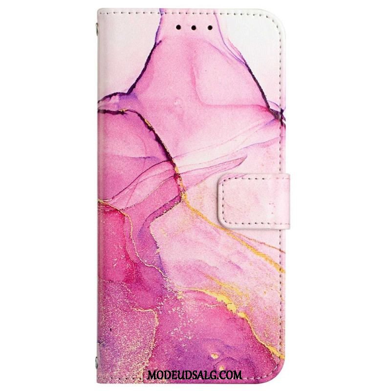 Flip Cover Oppo Reno 8 Pro Med Snor Strip Marmor