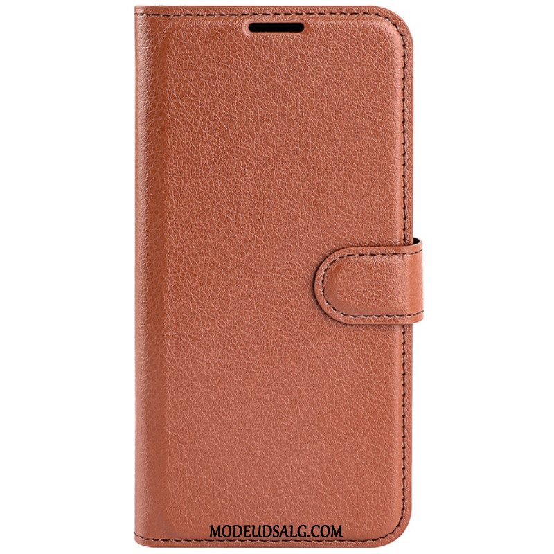 Flip Cover Samsung Galaxy S24 Plus 5g Klassisk Litchi Imiteret Læder