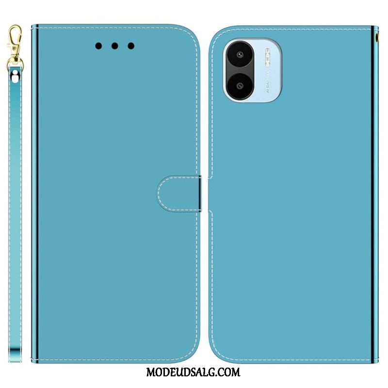 Flip Cover Xiaomi Redmi A1 Imiteret Spejl Læder Med Rem
