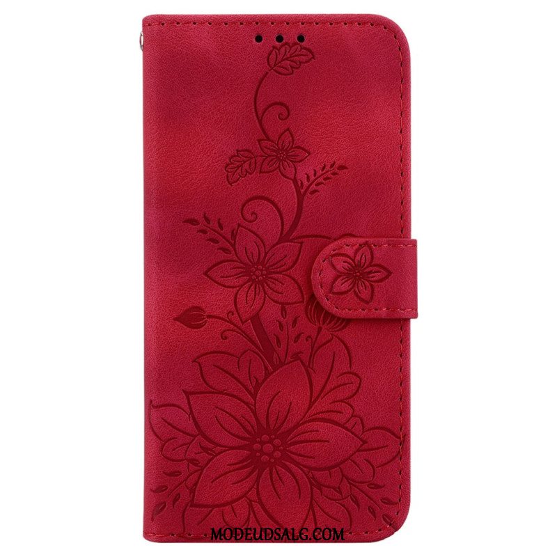 Flip Cover Xiaomi Redmi Note 13 5g Blomstermønster Med Rem