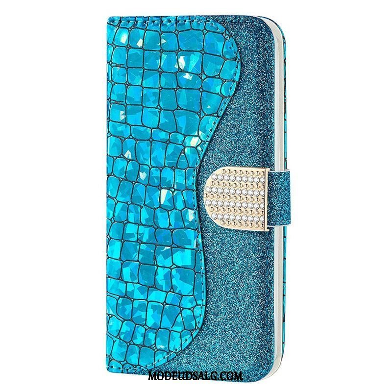 Flip Cover iPhone 13 Pro Max Krokodille Diamanter