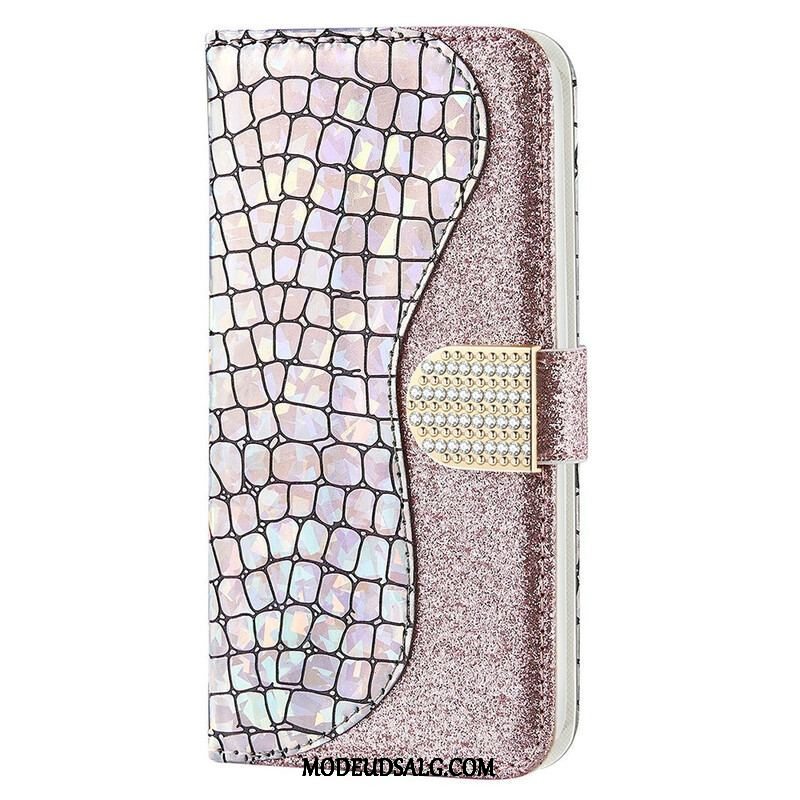 Flip Cover iPhone 13 Pro Max Krokodille Diamanter