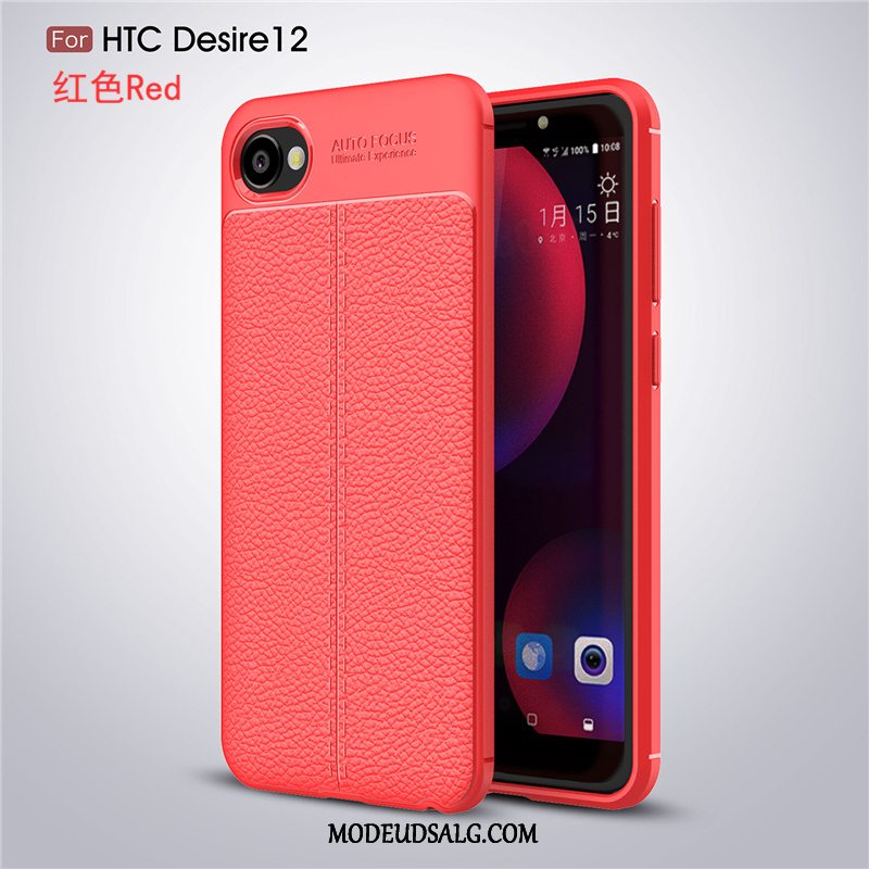 Htc Desire 12 Etui Cover Rød Blød Læder Mønster