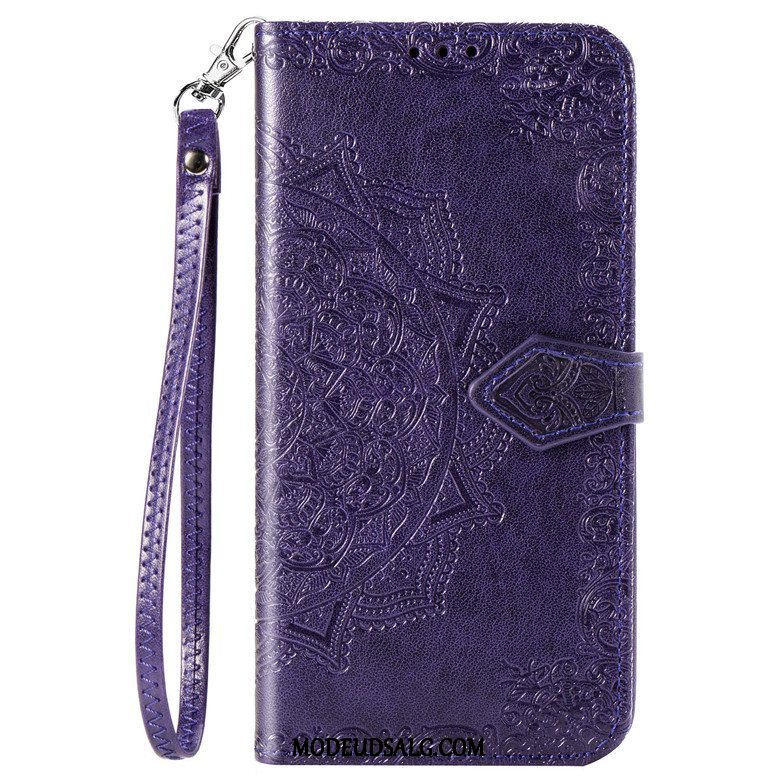 Moto G8 Plus Etui Folio Lilla Silikone Beskyttelse Lædertaske