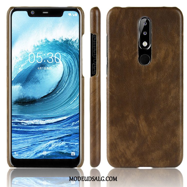 Nokia 5.1 Plus Etui Grå Mønster Litchi Hård Cover
