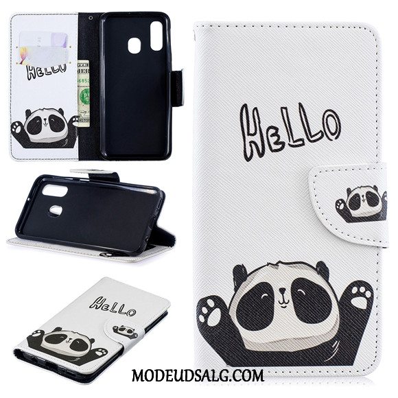 Samsung Galaxy A40 Etui Hvid Silikone Beskyttelse Lædertaske Cover