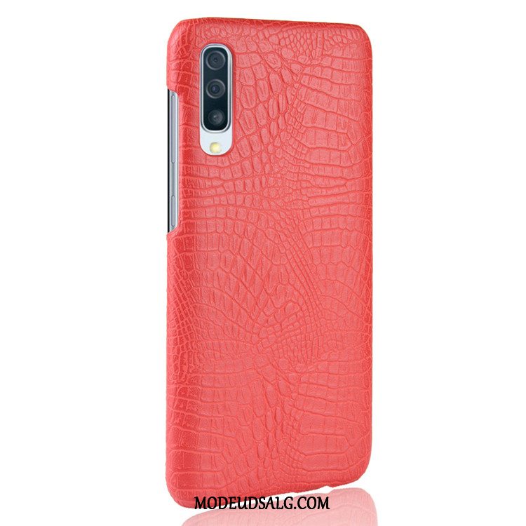 Samsung Galaxy A70 Etui Beskyttelse Tasker Læder Krokodille Mønster Hvid