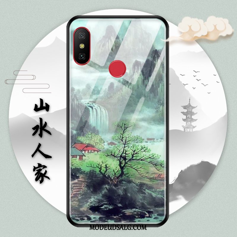Xiaomi Mi A2 Lite Etui Blæk Rød Hvid Cover Spejl