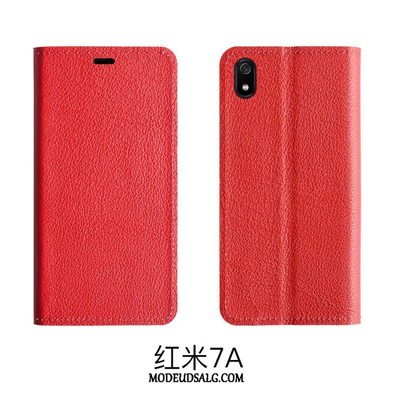 Xiaomi Redmi 7a Etui / Cover Support Beskyttelse Clamshell Ægte Læder