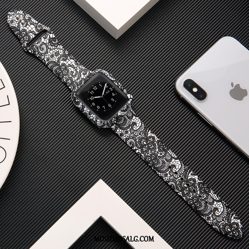 Apple Watch Series 1 Etui Silikone Tryk Sort Trendy Beskyttelse