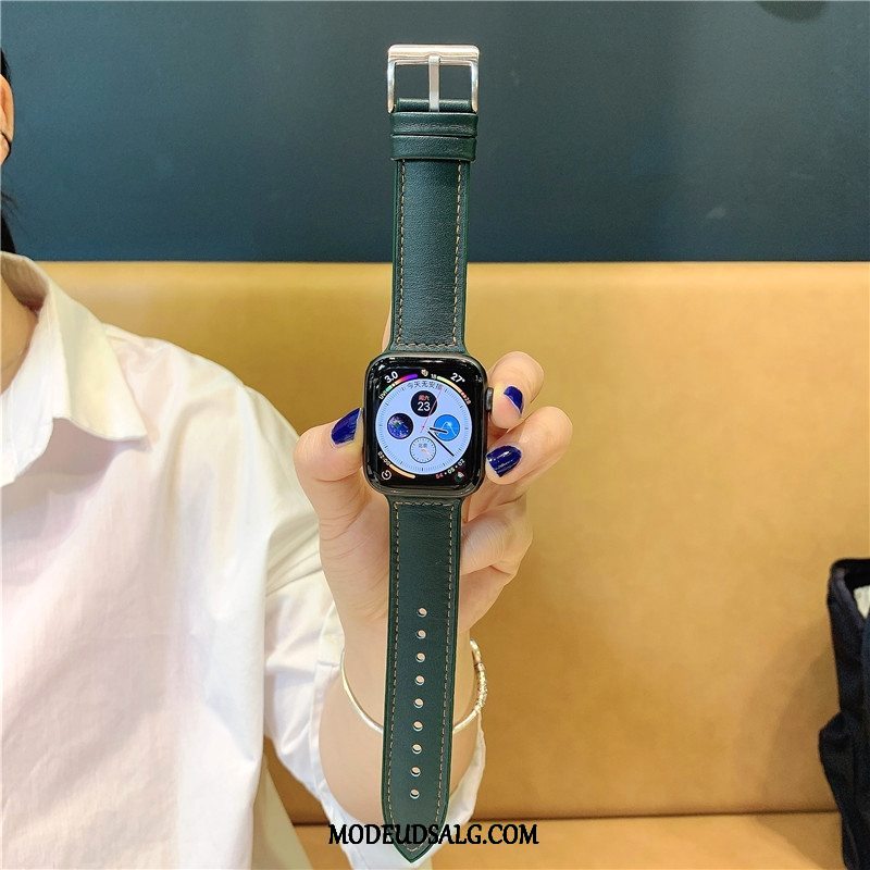 Apple Watch Series 5 Etui / Cover Læder Grøn Silikone