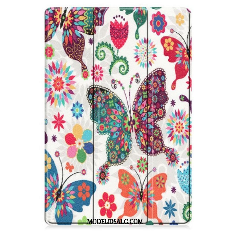 Cover Samsung Galaxy Tab S8 Plus / Tab S7 Plus Forbedrede Sommerfugle Og Blomster
