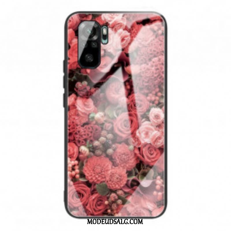 Cover Xiaomi Redmi Note 10 / 10S Rose Blomster Hærdet Glas
