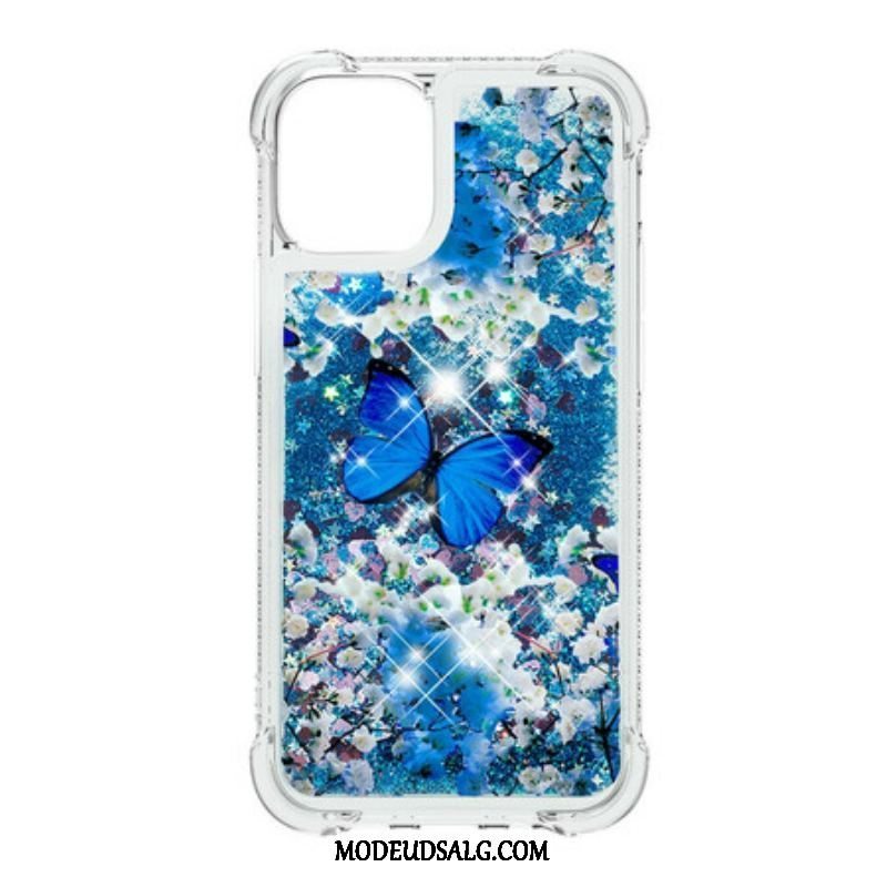 Cover iPhone 13 Mini Glitter Blå Sommerfugle