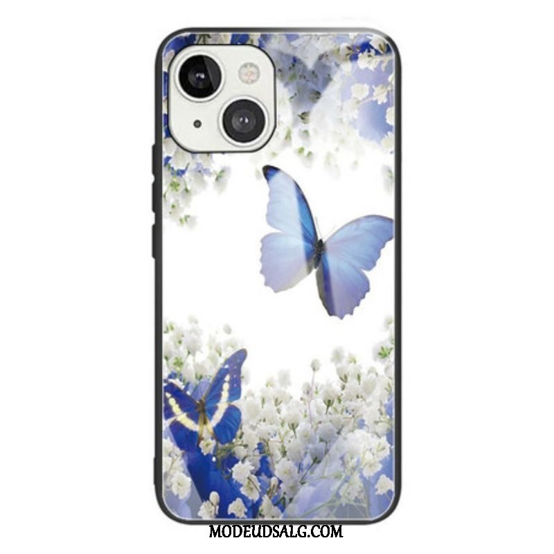 Cover iPhone 13 Mini Sommerfugle Design Hærdet Glas