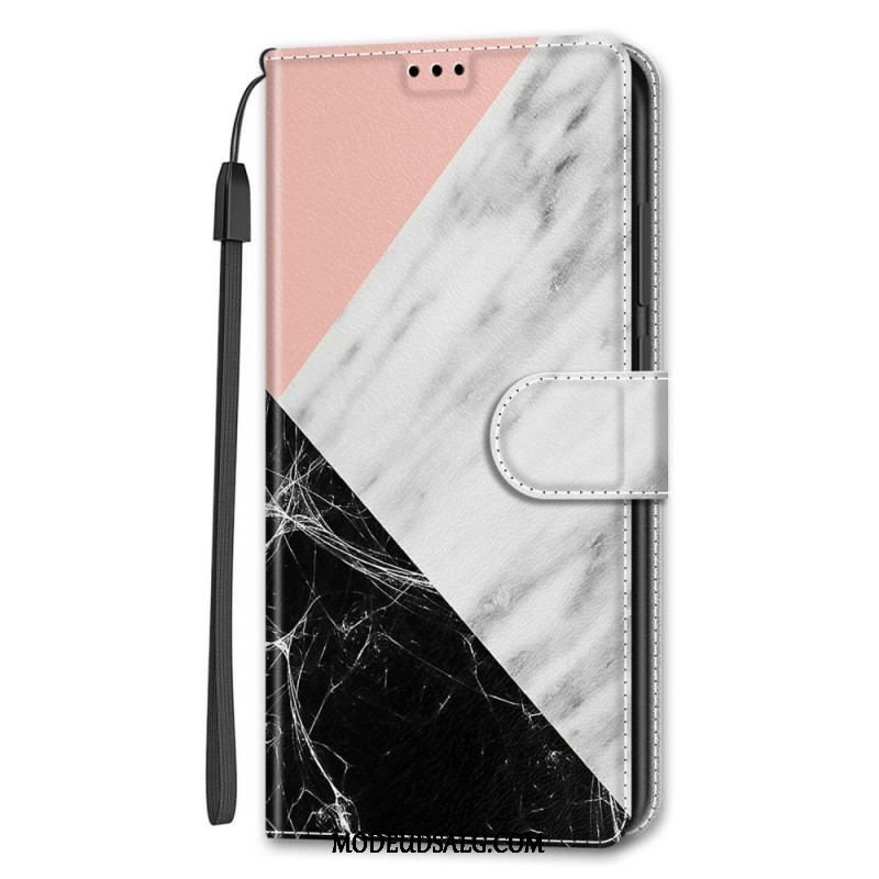 Flip Cover Samsung Galaxy S22 Ultra 5G Marmor Elegance Med Rem