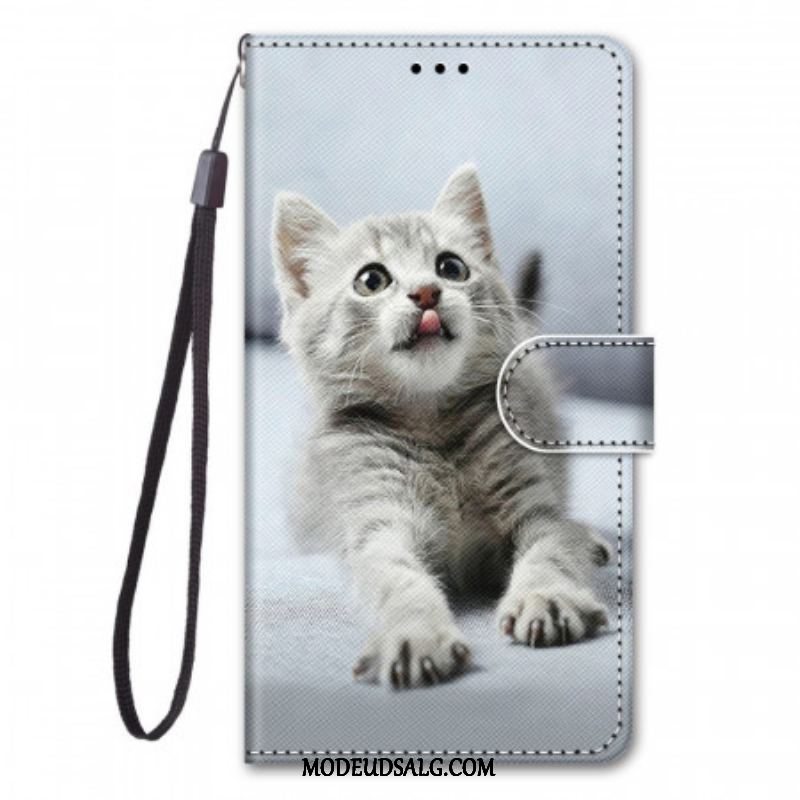 Flip Cover Xiaomi Redmi Note 11 Pro Plus 5G Med Snor Grå Killing Med Rem