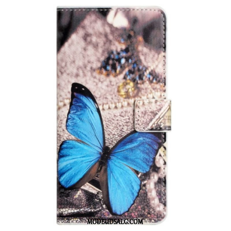 Flip Cover Xiaomi Redmi Note 12 4G Blå Sommerfugl