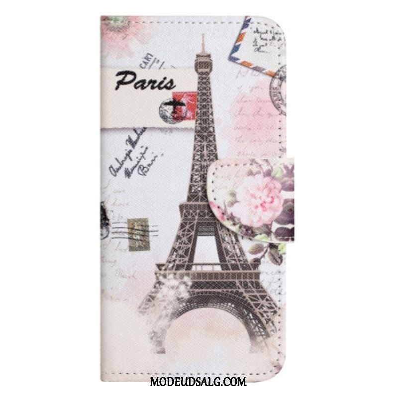 Flip Cover iPhone 14 Pro Vintage Eiffeltårnet