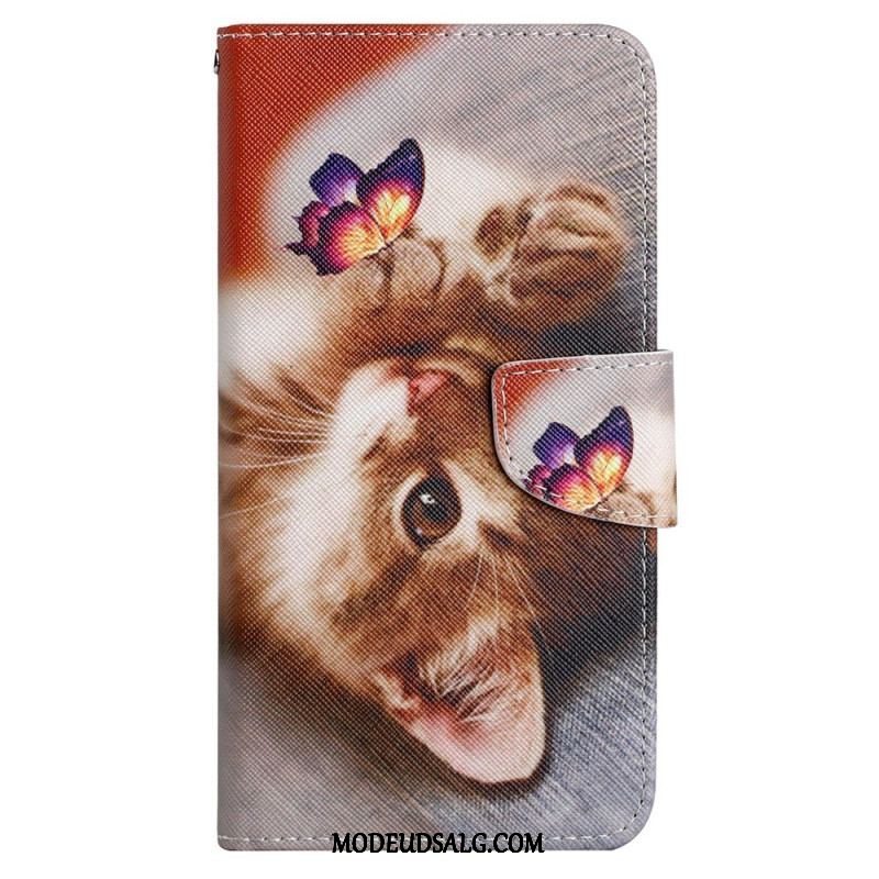 Flip Cover iPhone 15 Med Snor Kun Katte Med Remme