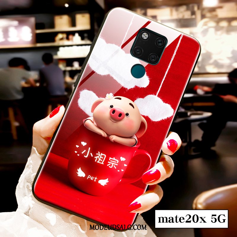 Huawei Mate 20 X (5g) Etui / Cover Rød Lille Sektion Glas Cartoon Ny