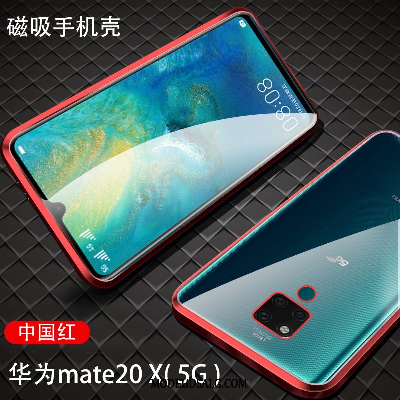 Huawei Mate 20 X (5g) Etui Glas Dobbeltsidet Anti-fald Rød Tynd