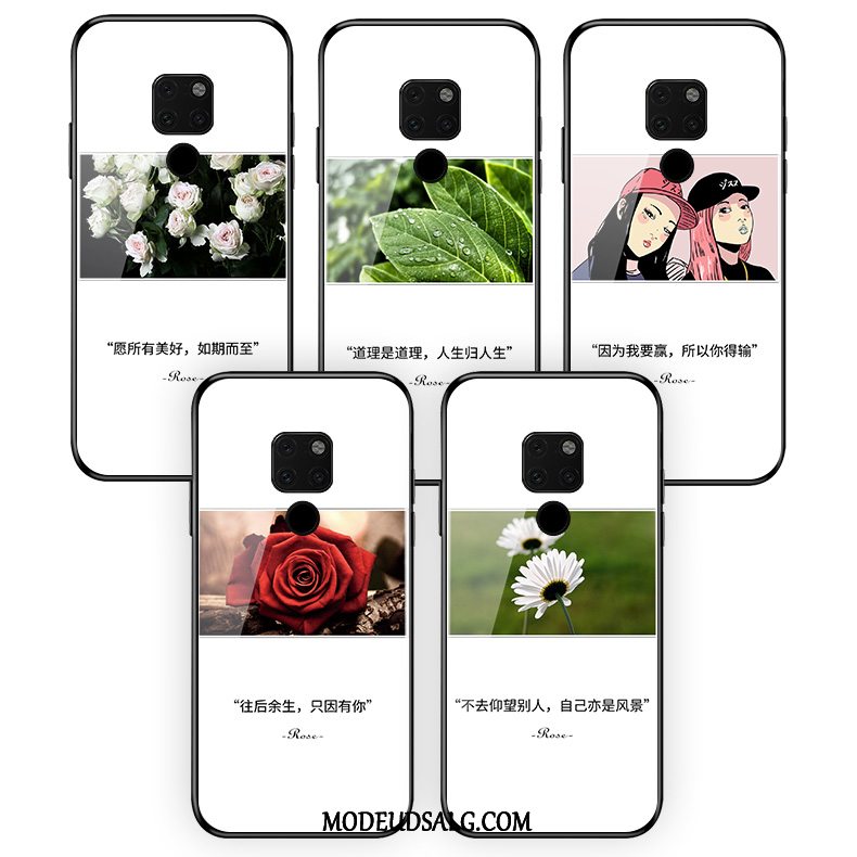 Huawei Mate 20 X Etui Glas Rose Hvid Frisk Simple
