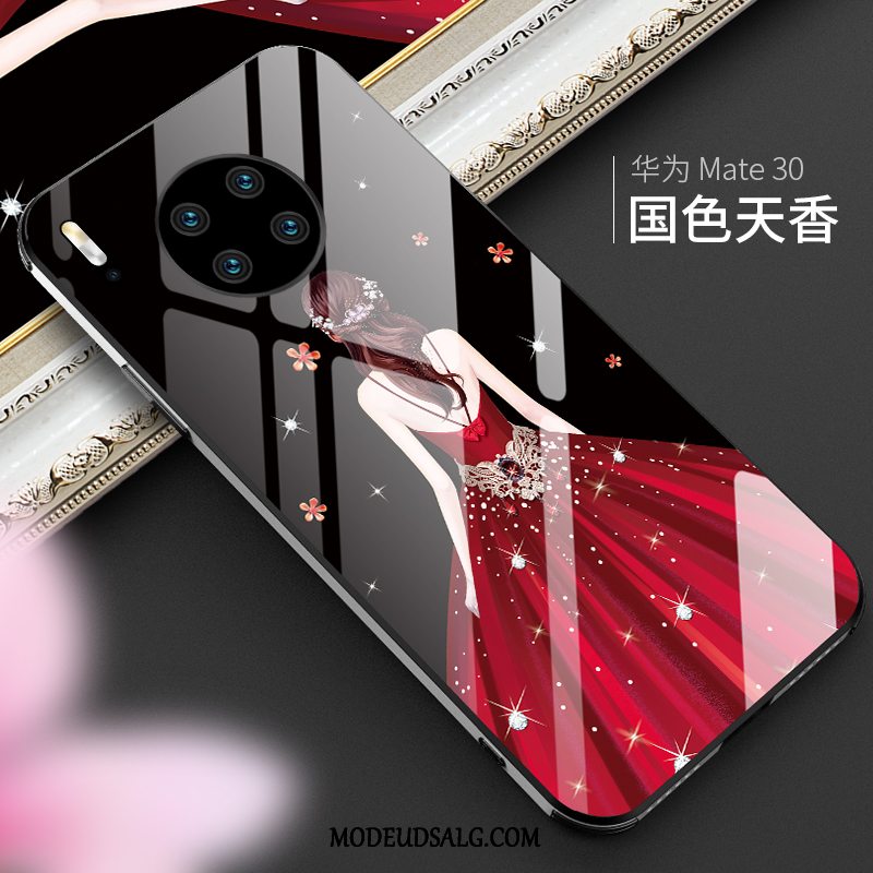 Huawei Mate 30 Etui Spejl High End Glas Anti-fald Net Red
