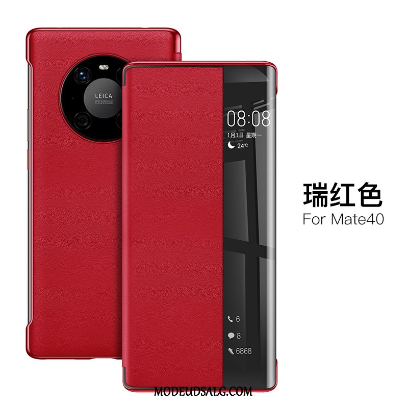 Huawei Mate 40 Etui Clamshell Alt Inklusive Læder Rød Cover
