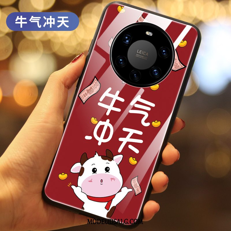 Huawei Mate 40 Pro+ Etui / Cover Glas Rød Cow Alt Inklusive