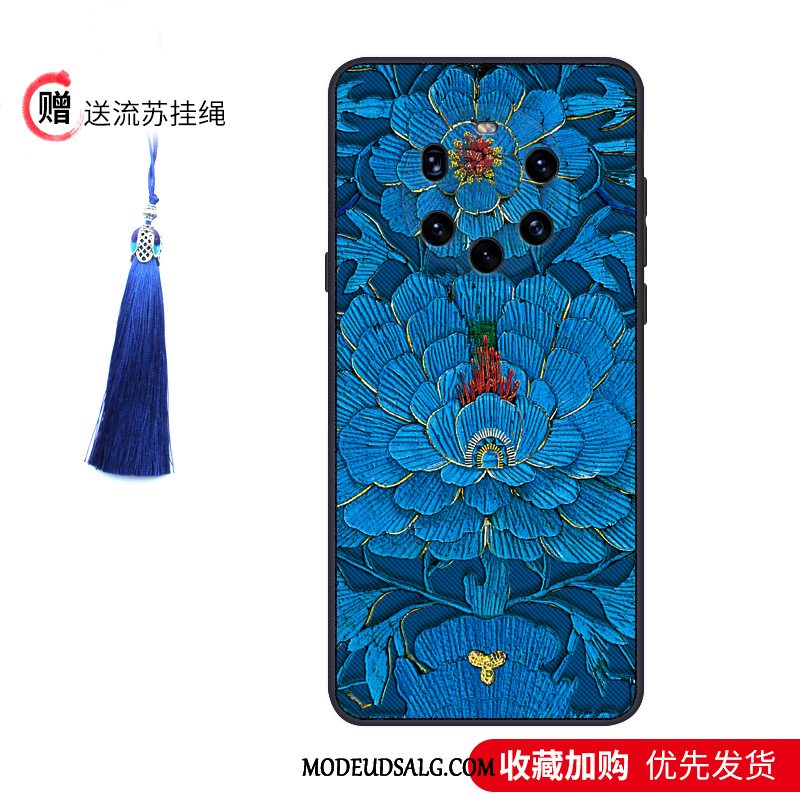 Huawei Mate 40 Pro+ Etui / Cover Kreativ Kinesisk Stil Blå Nubuck Beskyttelse
