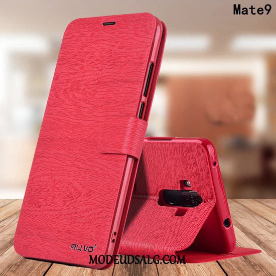 Huawei Mate 9 Etui / Cover Silikone Lædertaske Clamshell Anti-fald Rød