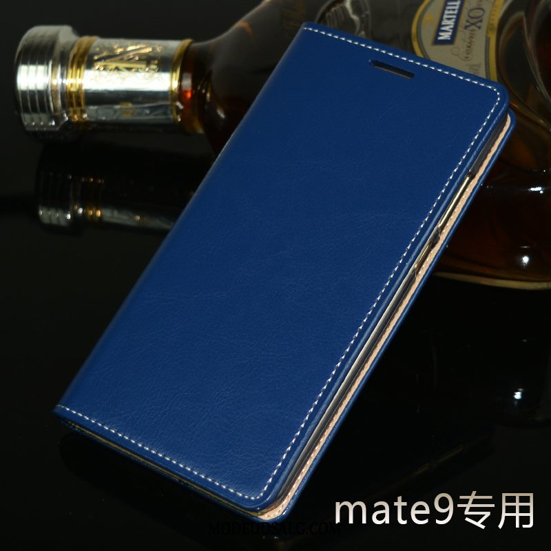 Huawei Mate 9 Etui / Cover Ægte Læder Lædertaske Beskyttelse Blå