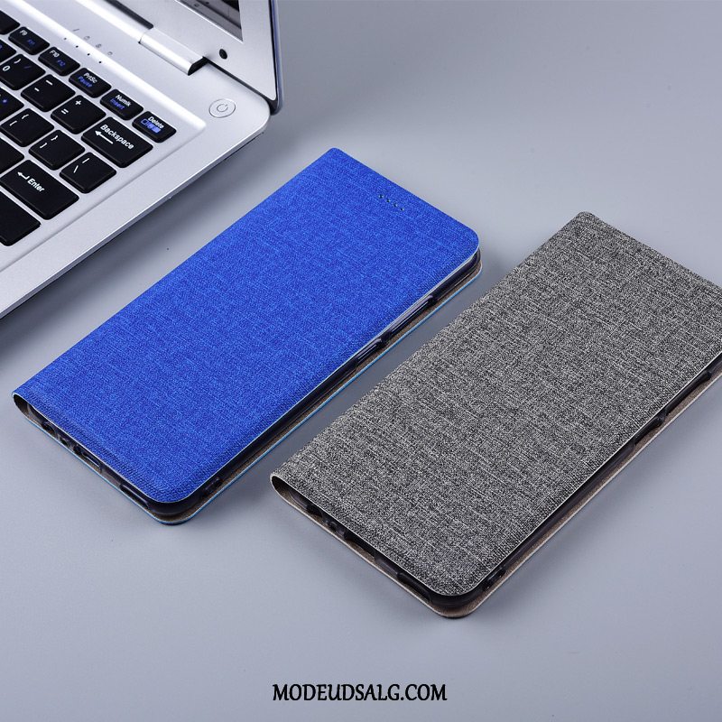 Huawei P10 Etui Lædertaske Silikone Bomuld Og Linned Blå Cover