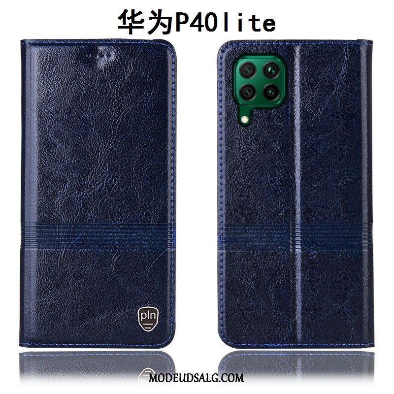 Huawei P40 Lite Etui Alt Inklusive Cover Lædertaske Beskyttelse Blå