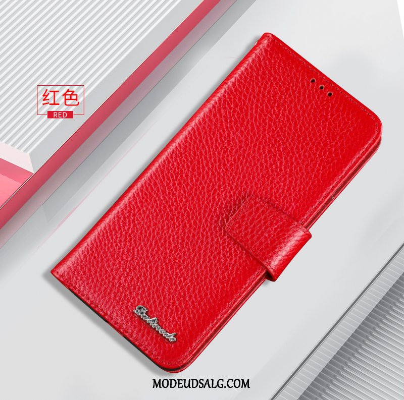 Huawei P40 Lite Etui / Cover Rød Kort Ny Beskyttelse Ægte Læder
