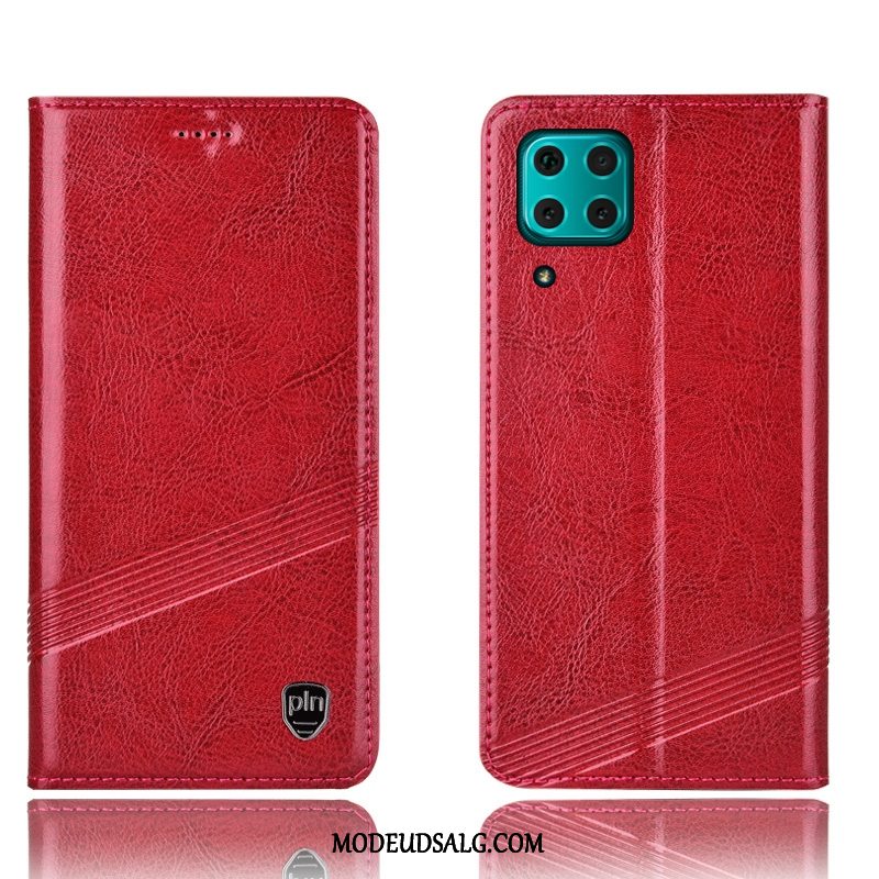 Huawei P40 Lite Etui Folio Anti-fald Cover Beskyttelse Rød