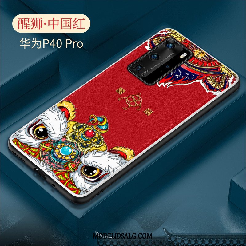 Huawei P40 Pro Etui Læder Beskyttelse Kinesisk Stil Kreativ Alt Inklusive