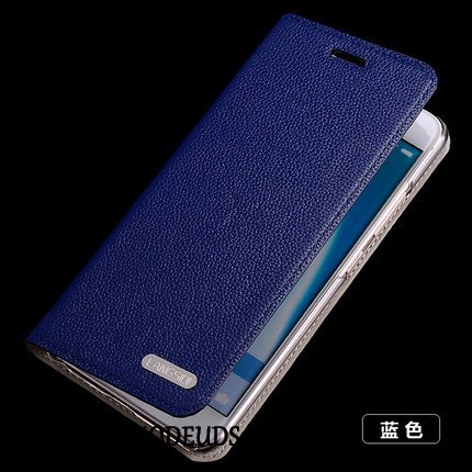 Huawei P8 Lite 2017 Etui Blå Ren Tilpas Ægte Læder Tynd
