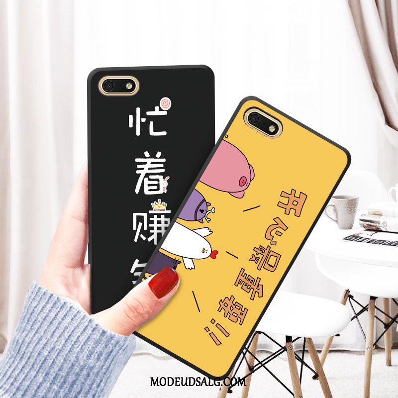 Huawei Y5 2018 Etui Nubuck Kreativ Af Personlighed Silikone Sort