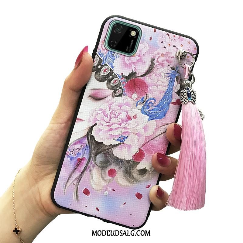 Huawei Y5p Etui Vind Silikone Kreativ Lyserød Vintage