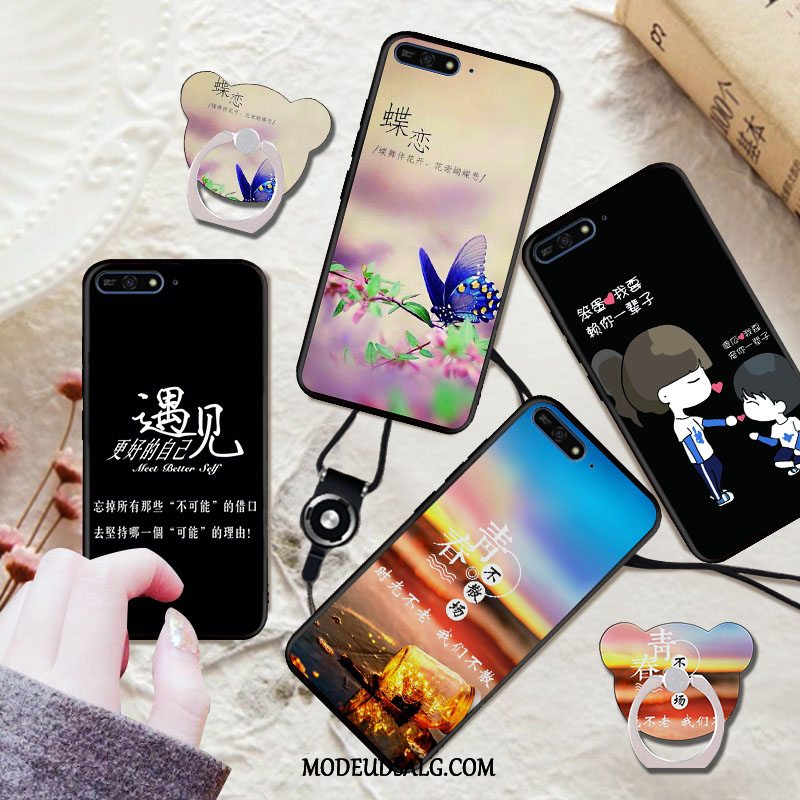 Huawei Y6 2018 Etui Sort Blød Cover Trend Hængende Ornamenter