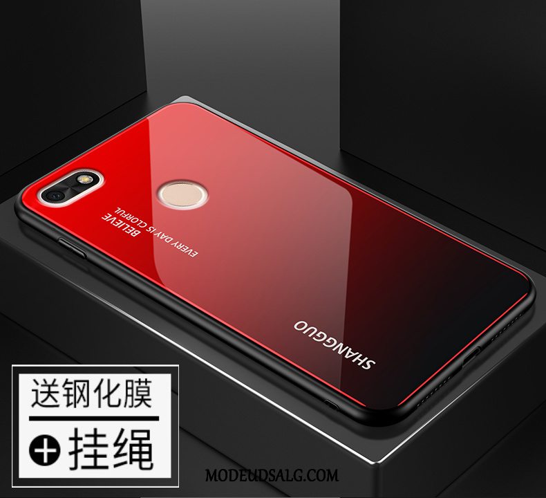 Huawei Y6 Pro 2017 Etui Hærdet Glas Membrane Gradient Hærdning Rød