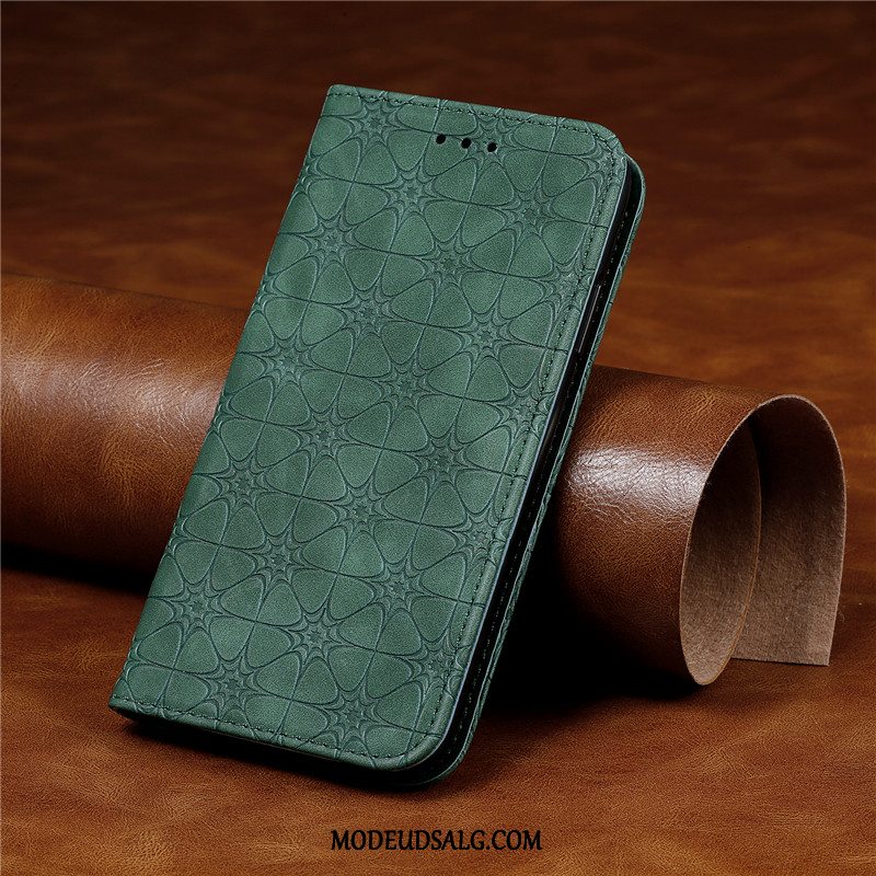 Huawei Y6s Etui Beskyttelse Blomster Folio Læder Grøn
