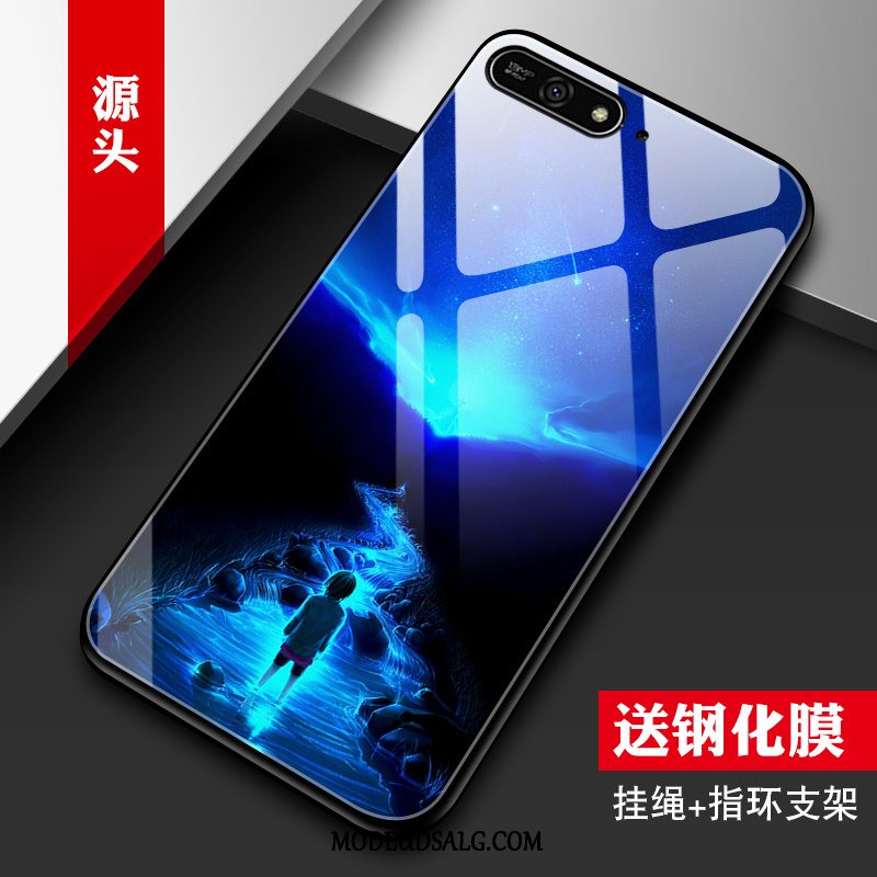 Huawei Y7 2018 Etui Cover Blå Hærdning Membrane Beskyttelse