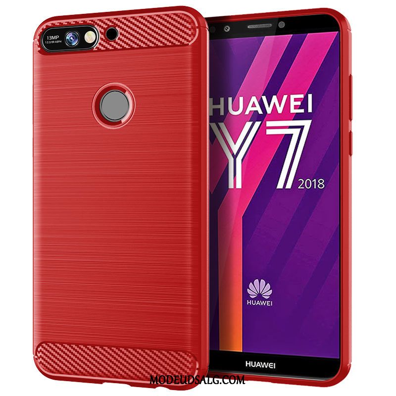 Huawei Y7 2018 Etui Rød Mønster Anti-fald Cover Beskyttelse