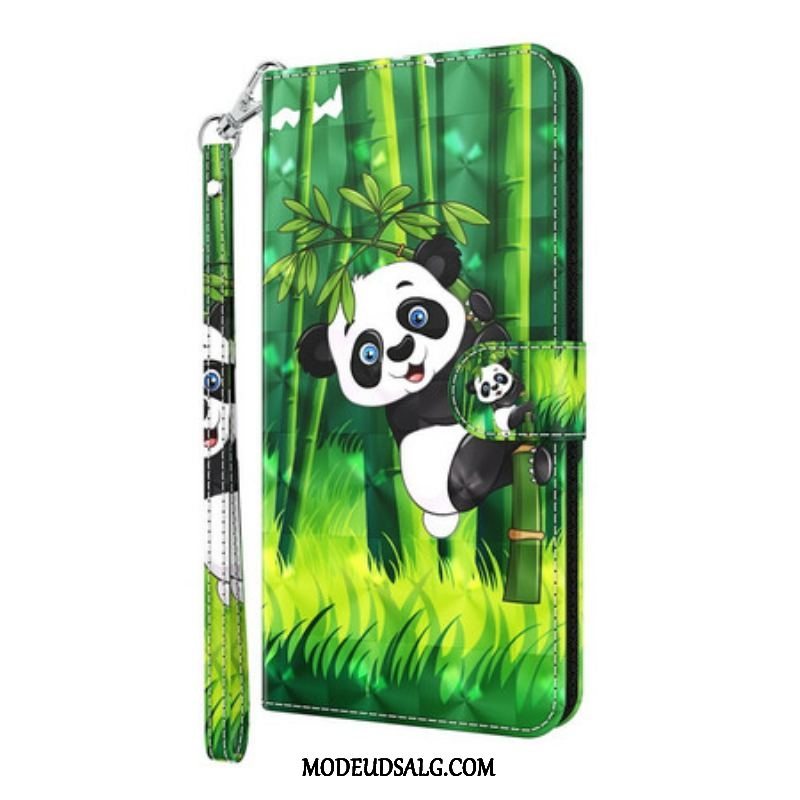 Læder Cover Samsung Galaxy S21 Plus 5G Panda Og Bambus