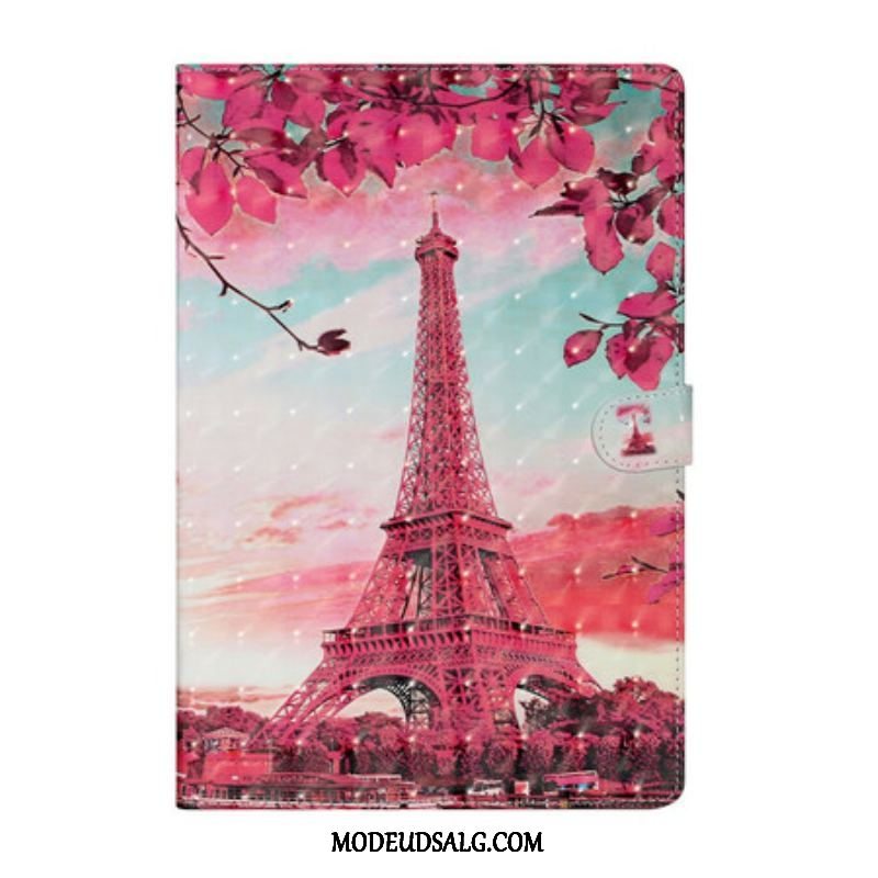 Læder Cover Samsung Galaxy Tab S8 Plus / Tab S7 Plus Blomstret Eiffeltårnet