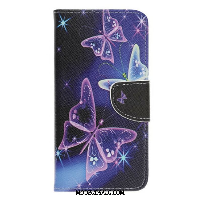 Læder Cover iPhone 13 Pro Moderne Sommerfugle