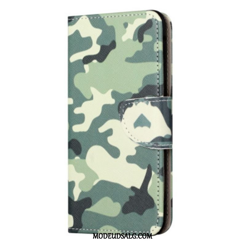 Læder Cover iPhone 15 Militær Camouflage